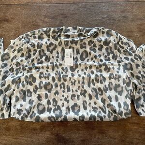 Leopard Print Top - Neutral Animal Print - Mock Neck